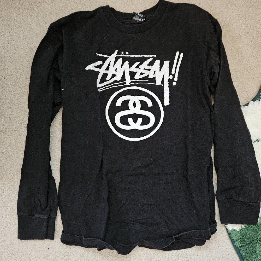 stussy black long sleeve women's shirt